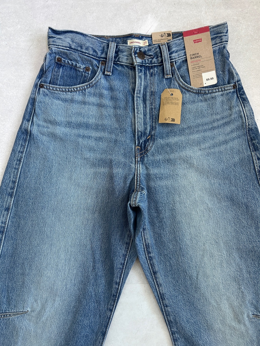 NWT Levi’s Cinch Barrel Leg Jeans Size 27 High Rise, 100% Cotton - Picture 9 of 15